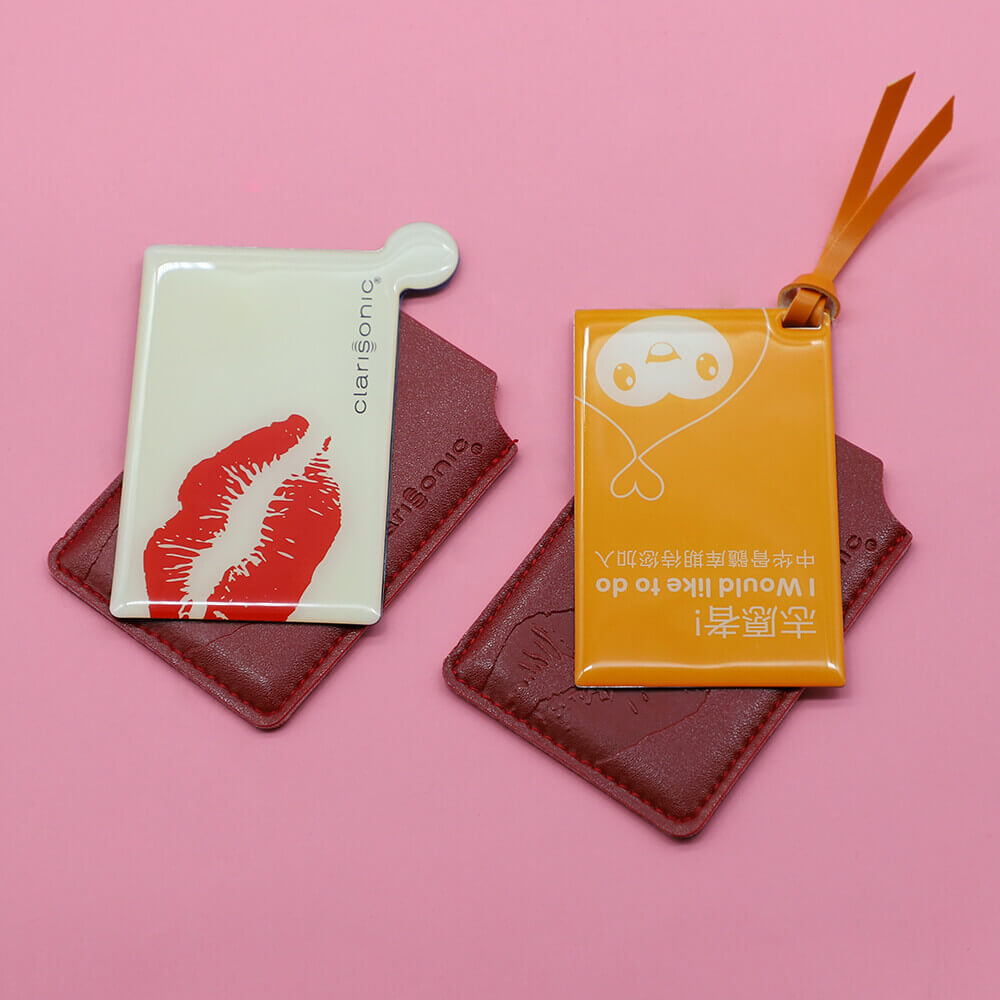 Custom Girlie Gift Metal Card Type Rectangle Logo Printing MakeUp Mirror