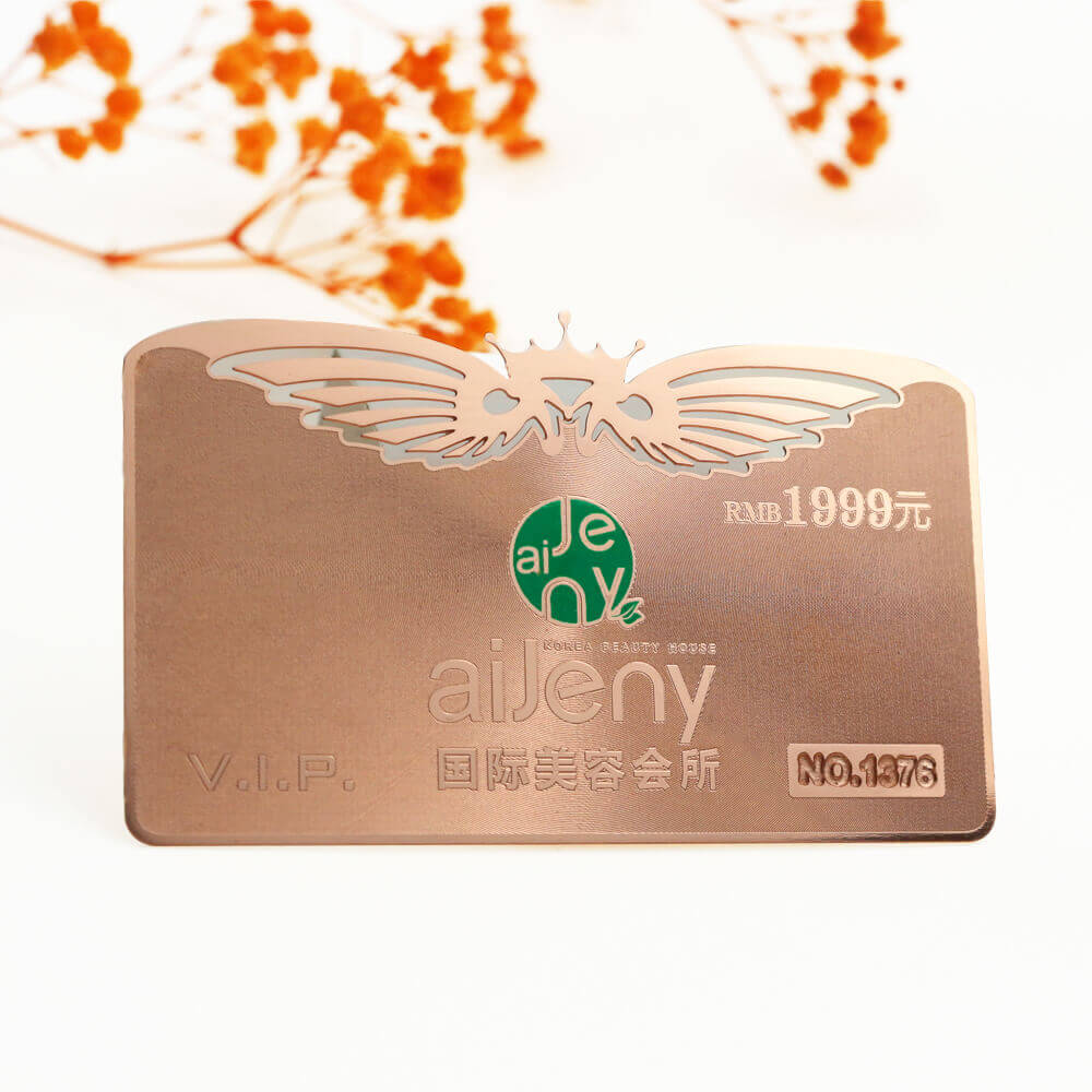 Cheap rose gold membership card hollow out metal VIP cards