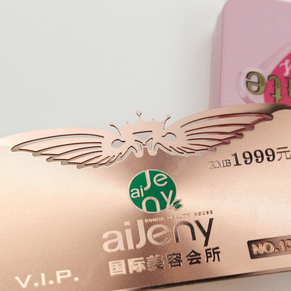 Cheap rose gold membership card hollow out metal VIP cards