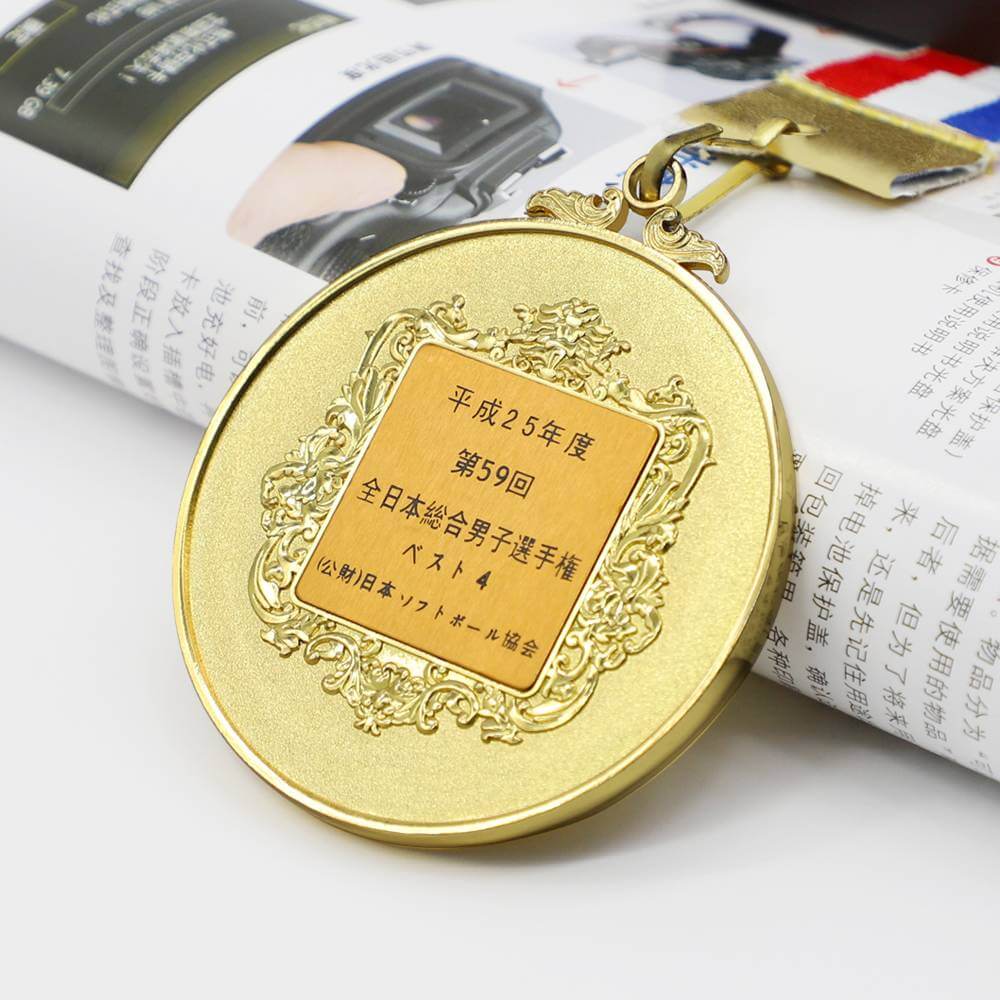 Hot Sale on Amazon Free Design Custom  Metal Award Antique Medal Ribbon 
