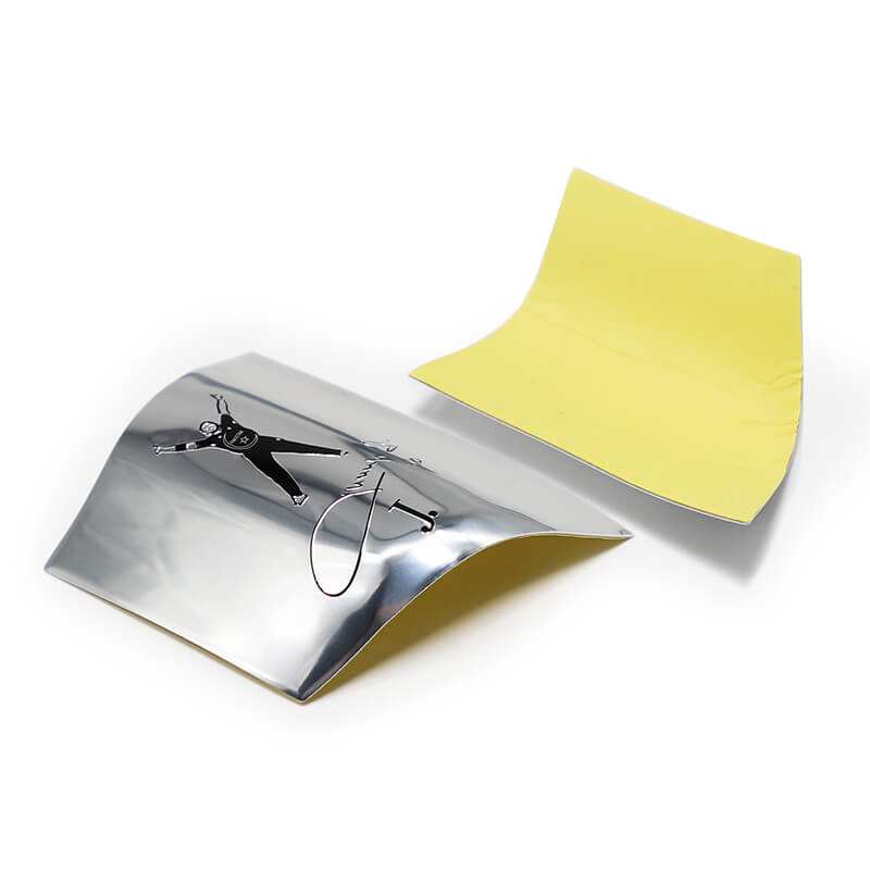 Wholesales mirror finish metal labels free design mirror silver metallic label