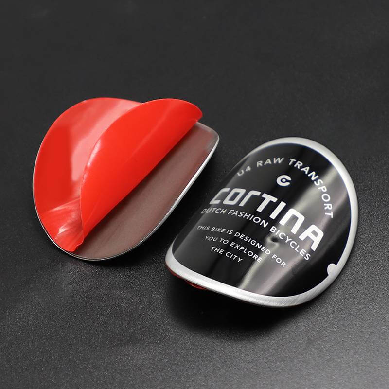 Custom glossy black metal bending label 3m adhesive bending  metallic label