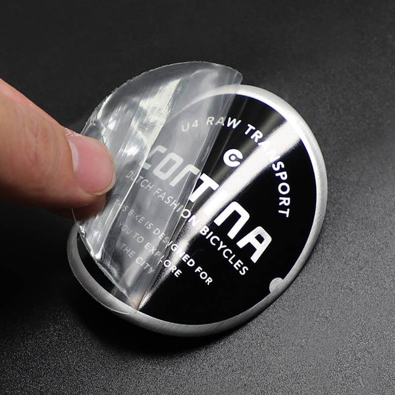 Custom glossy black metal bending label 3m adhesive bending  metallic label