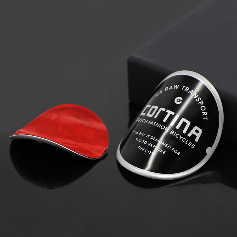 Custom glossy black metal bending label 3m adhesive bending  metallic label
