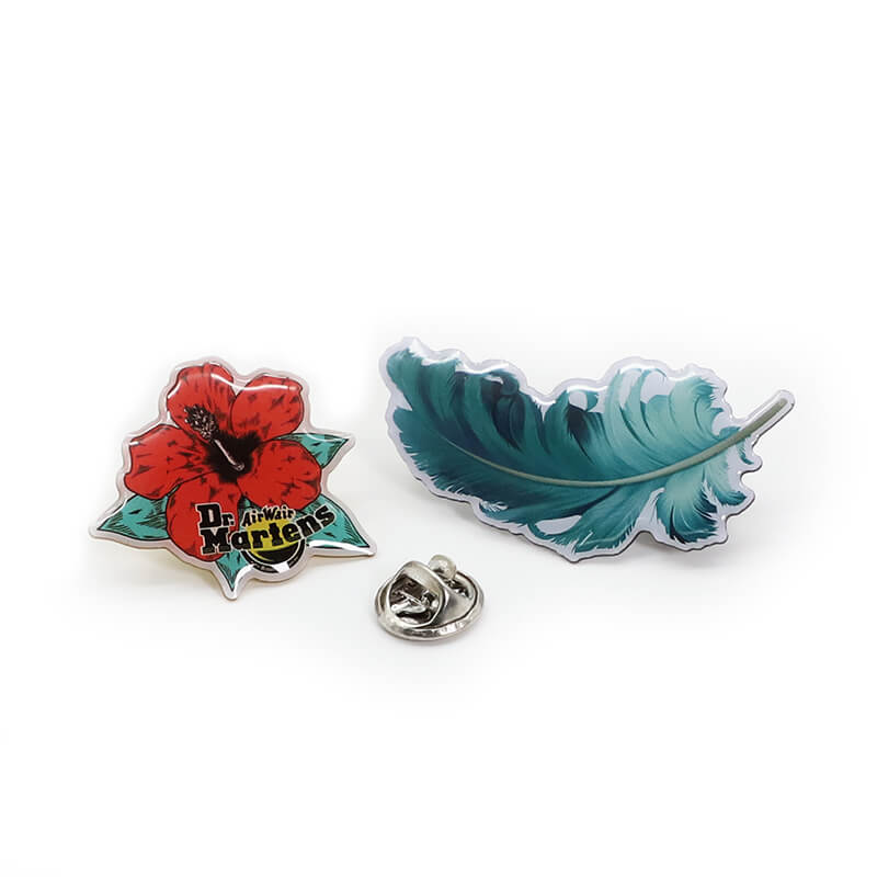 Custom Metal Aluminium Printing Flower Shape Lapel Pin Custom Decorative Badge 