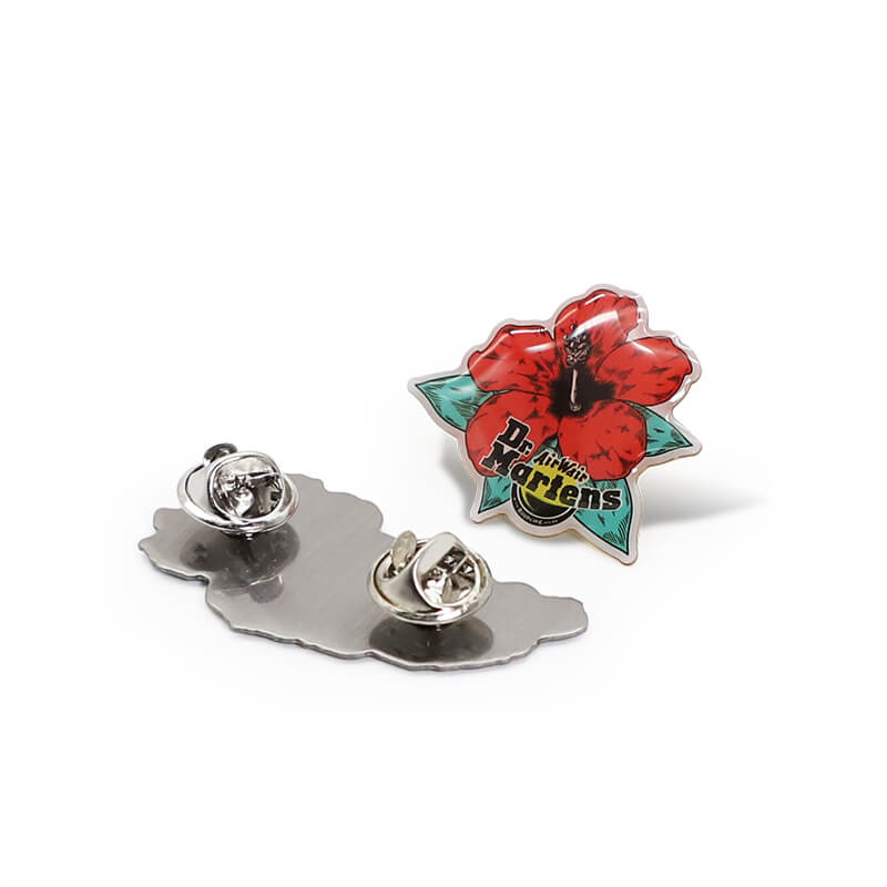 Custom metal aluminium printing flower shape lapel pin custom decorative badge 