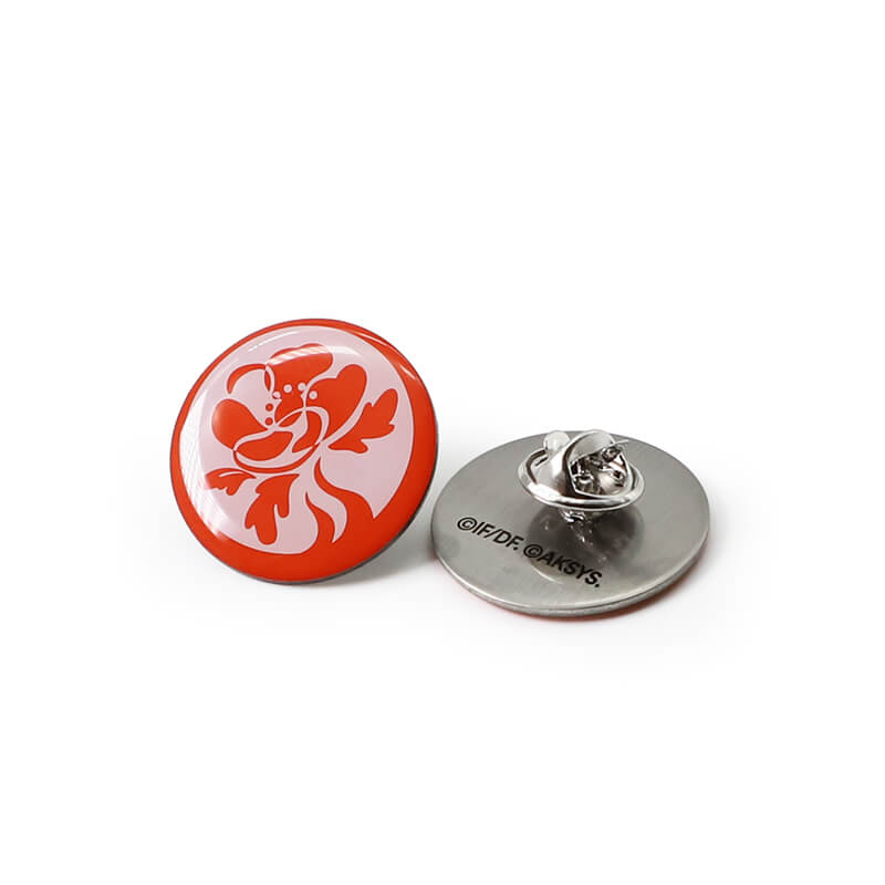 Custom Metal Aluminium Printing Flower Shape Lapel Pin Custom Decorative Badge 