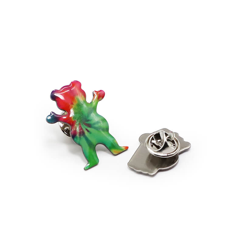 Custom metal printing coat epoxy badge pin with butterfly clasp for promotion