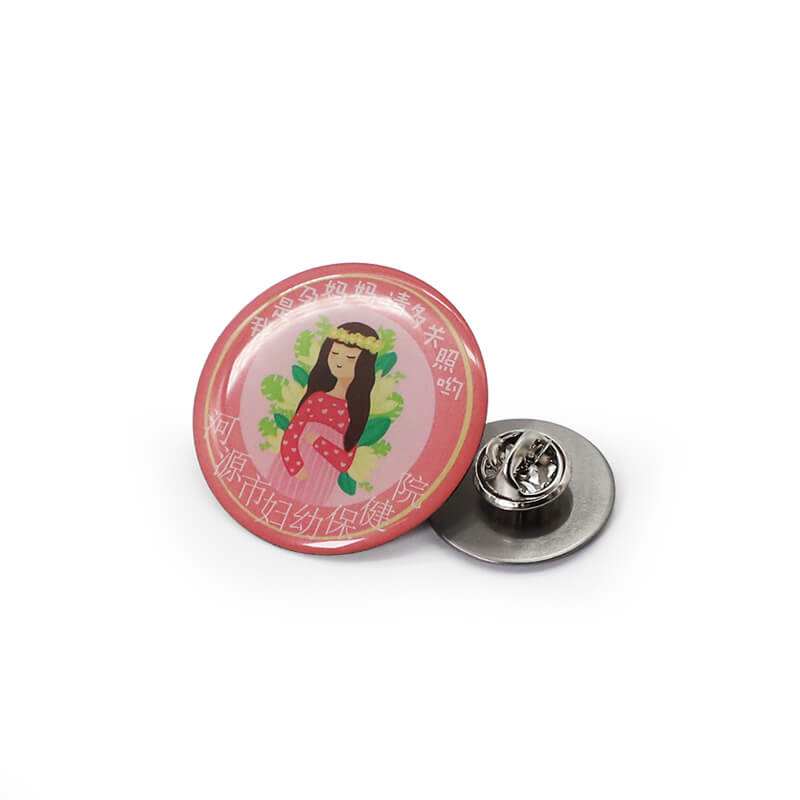 Custom Metal Printing Coat Epoxy Badge Pin With Butterfly Clasp for Promotio