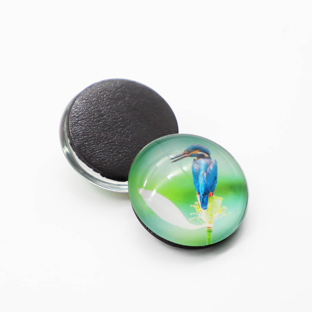Round Christmas Glass Fridge Magnet Free Sample Crystal Refrigerator Magnet 