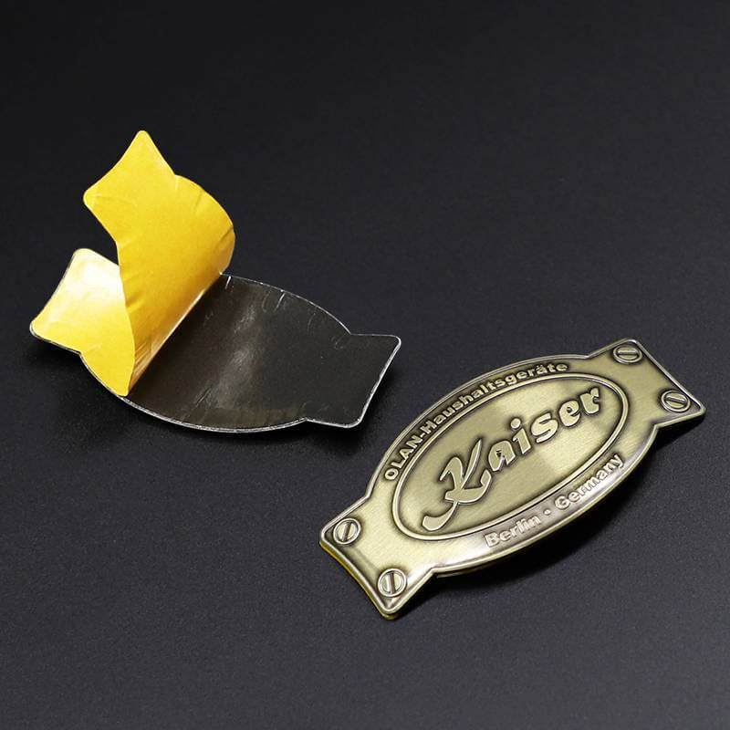  Newest design antique bronze metal label brushed metal nameplate with 3m glue