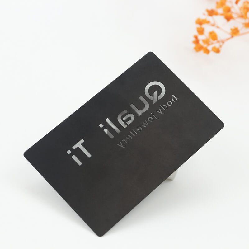 Hot sale hollow out metal business cards factory free design metal cards