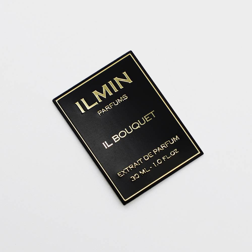 Hot sale glass bottle perfume label stickers black perfume label manufacturer