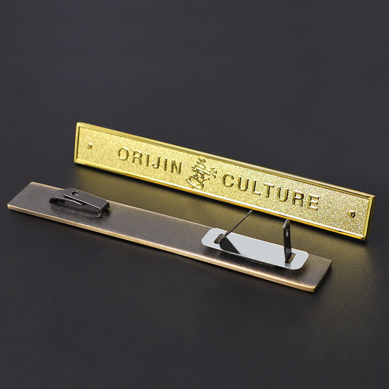 Fashion design engraved brand name custom metal logo labels tag for clothing