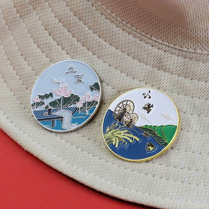 Custom Made Brand Logo Soft Enamel Round Badges With Butterfily clutch