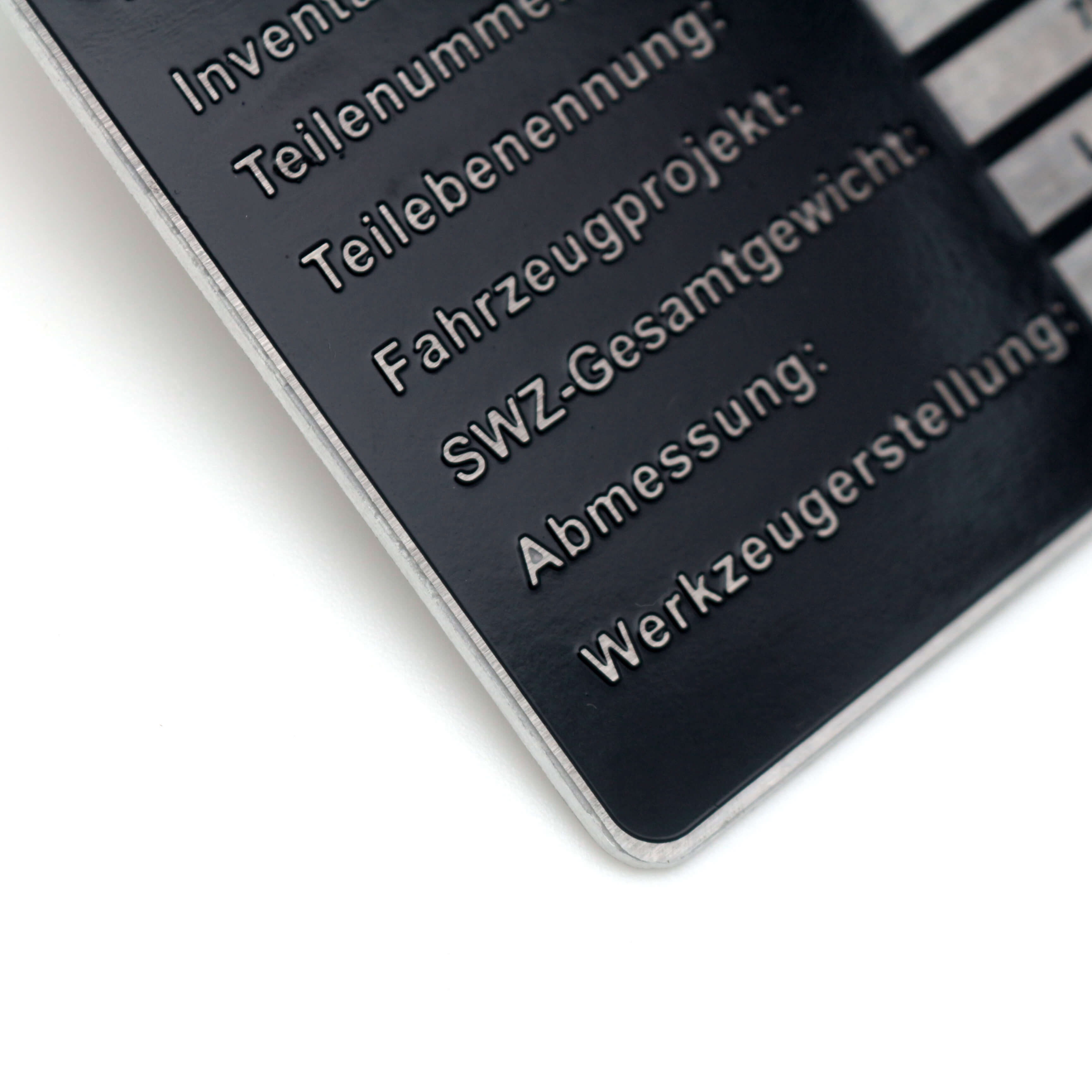 embossed logo label