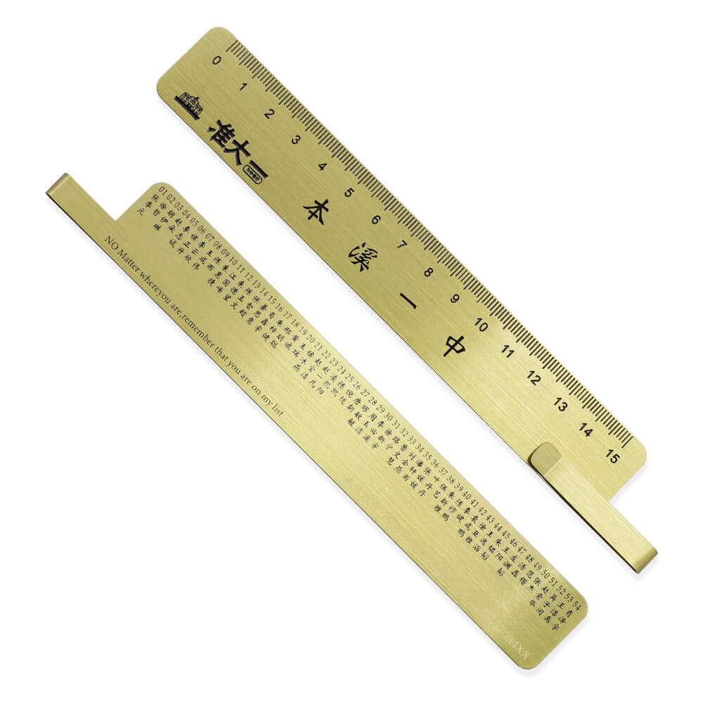 Custom Metal Glossy Gold Ruler Bookmark Soft Enamel Bookmarks