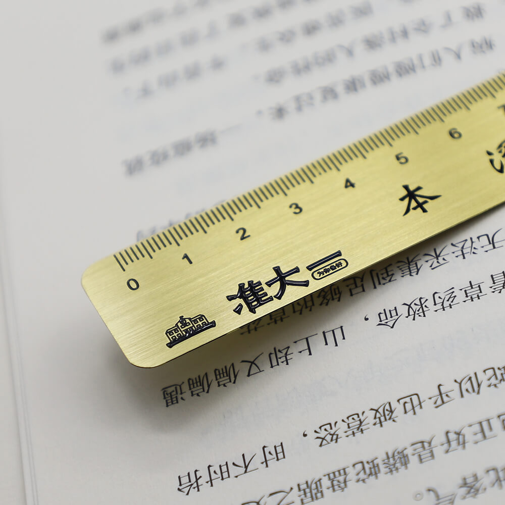 Custom Metal Glossy Gold Ruler Bookmark Soft Enamel Bookmarks