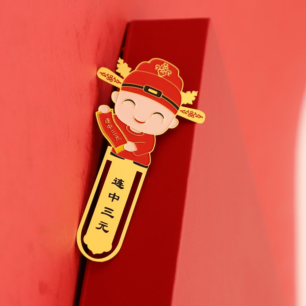Custom Metal Glossy Gold Ruler Bookmark Soft Enamel Bookmarks Scholarship