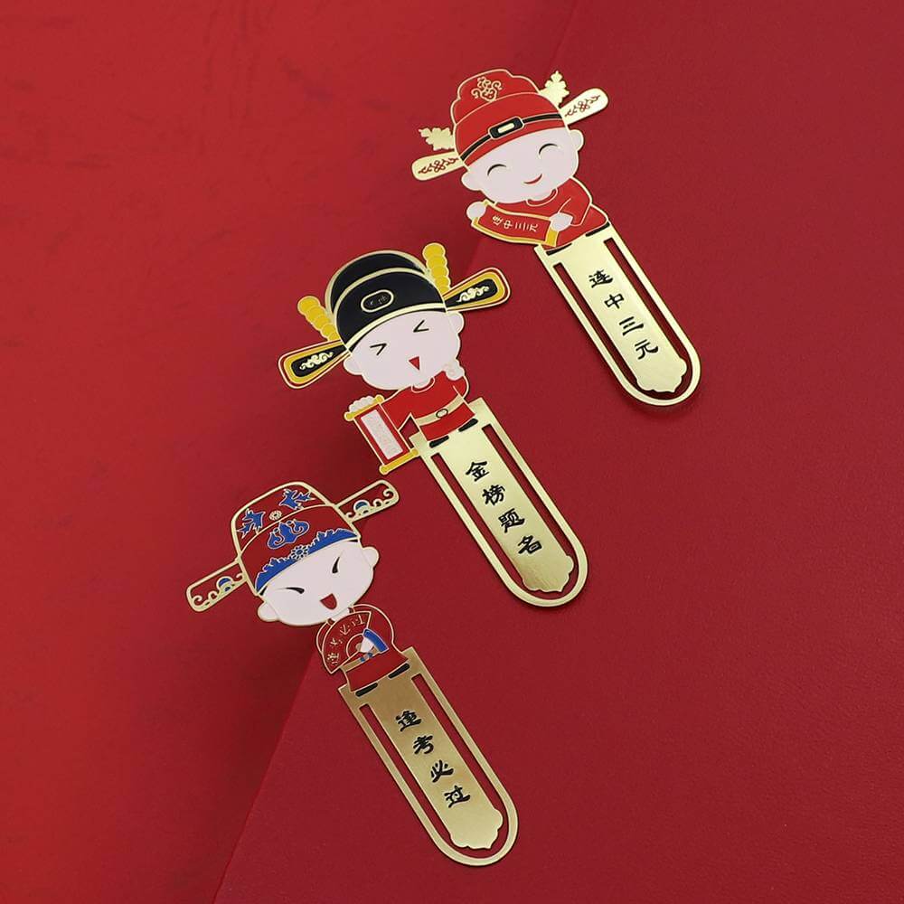 Custom Metal Glossy Gold Ruler Bookmark Soft Enamel Bookmarks Scholarship