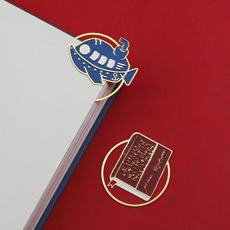 Custom Glossy Gold Soft Enamel Bookmark Metal Bookmarks Custom Shape