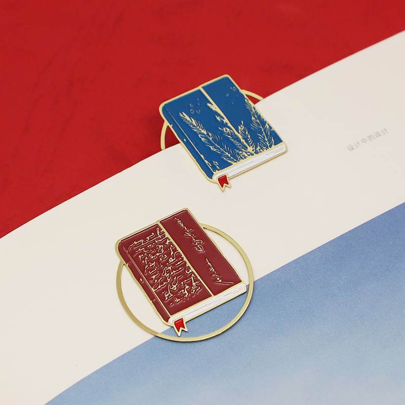 Custom Glossy Gold Soft Enamel Bookmark Metal Bookmarks Custom Shape