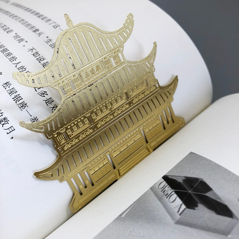 Custom Brushed Bookmark Brass Bookmarks Pavilion Shape Custom Package