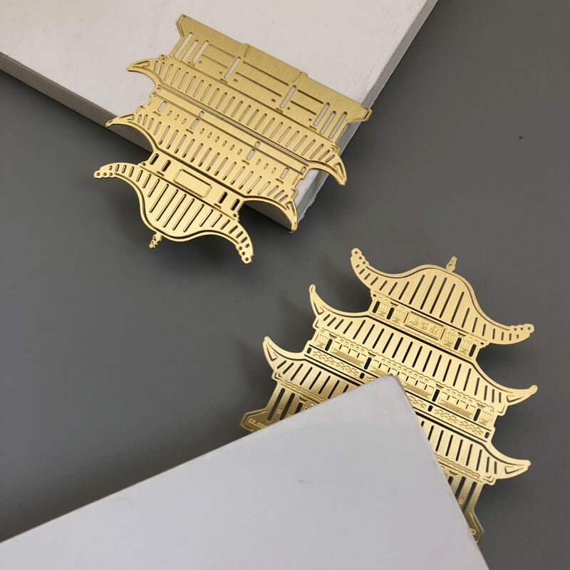 Custom Brushed Bookmark Brass Bookmarks Pavilion Shape Custom Package
