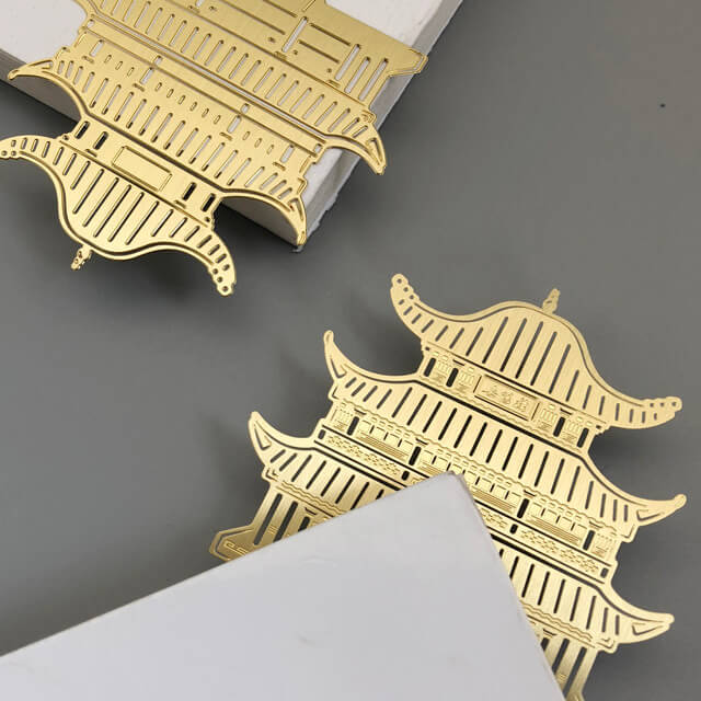 Custom Brushed Bookmark Brass Bookmarks Pavilion Shape Custom Package