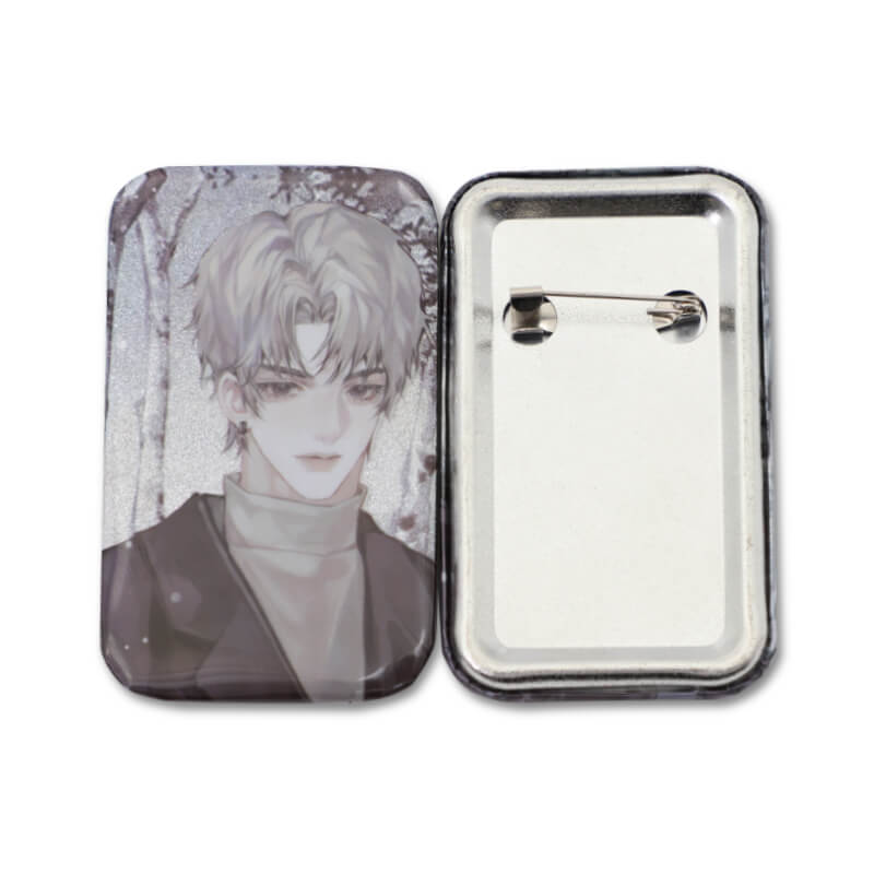 Promotion Cheap Metal Tinplate Badge Round and Square Safety Pins Badge