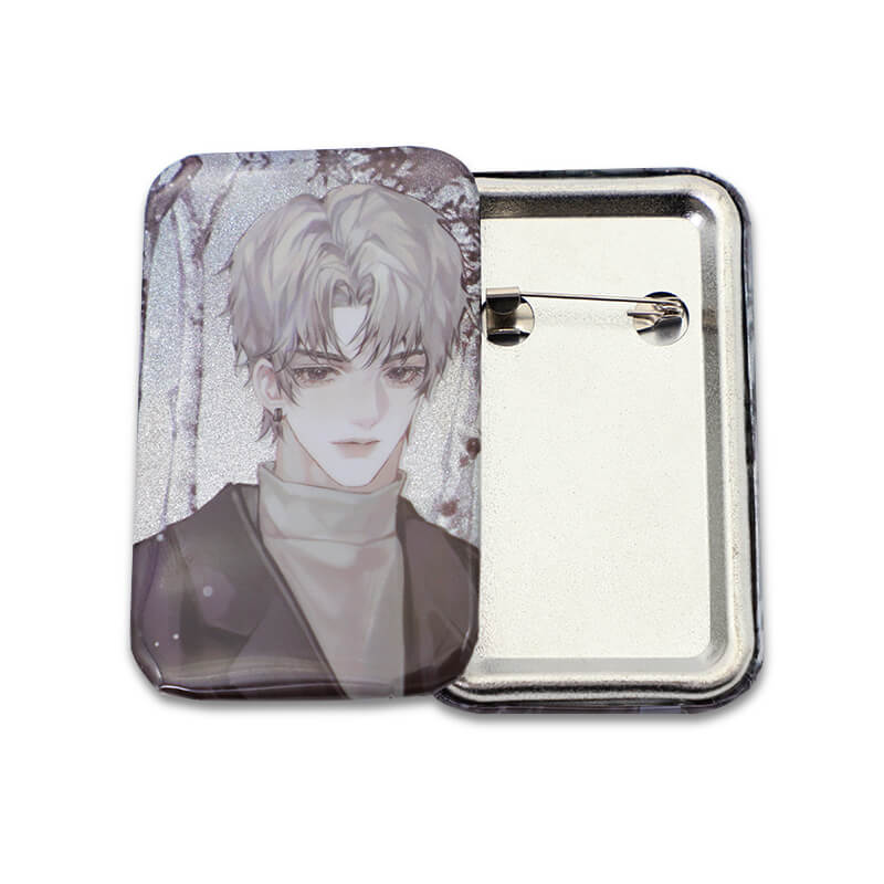 Promotion Cheap Metal Tinplate Badge Round and Square Safety Pins Badge