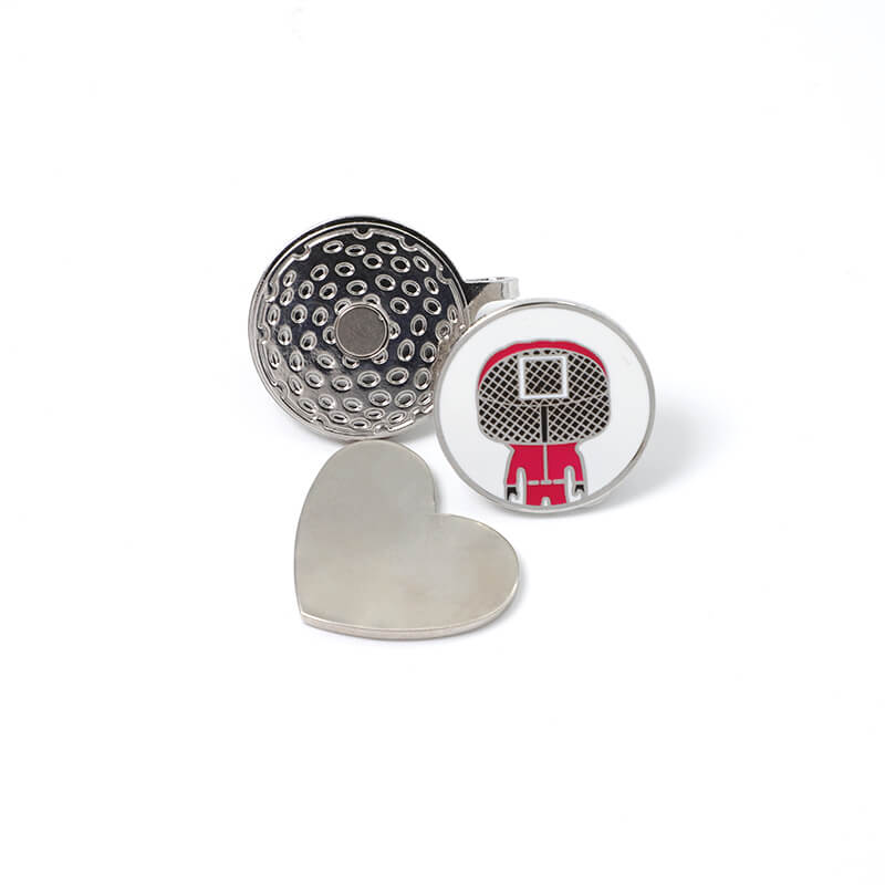 Manufacturers Custom Heart Shape Golf Ball Marker Coin with Magnetic Golf Clip