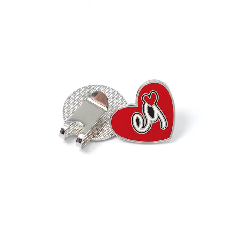 Manufacturers Custom Heart Shape Golf Ball Marker Coin with Magnetic Golf Clip