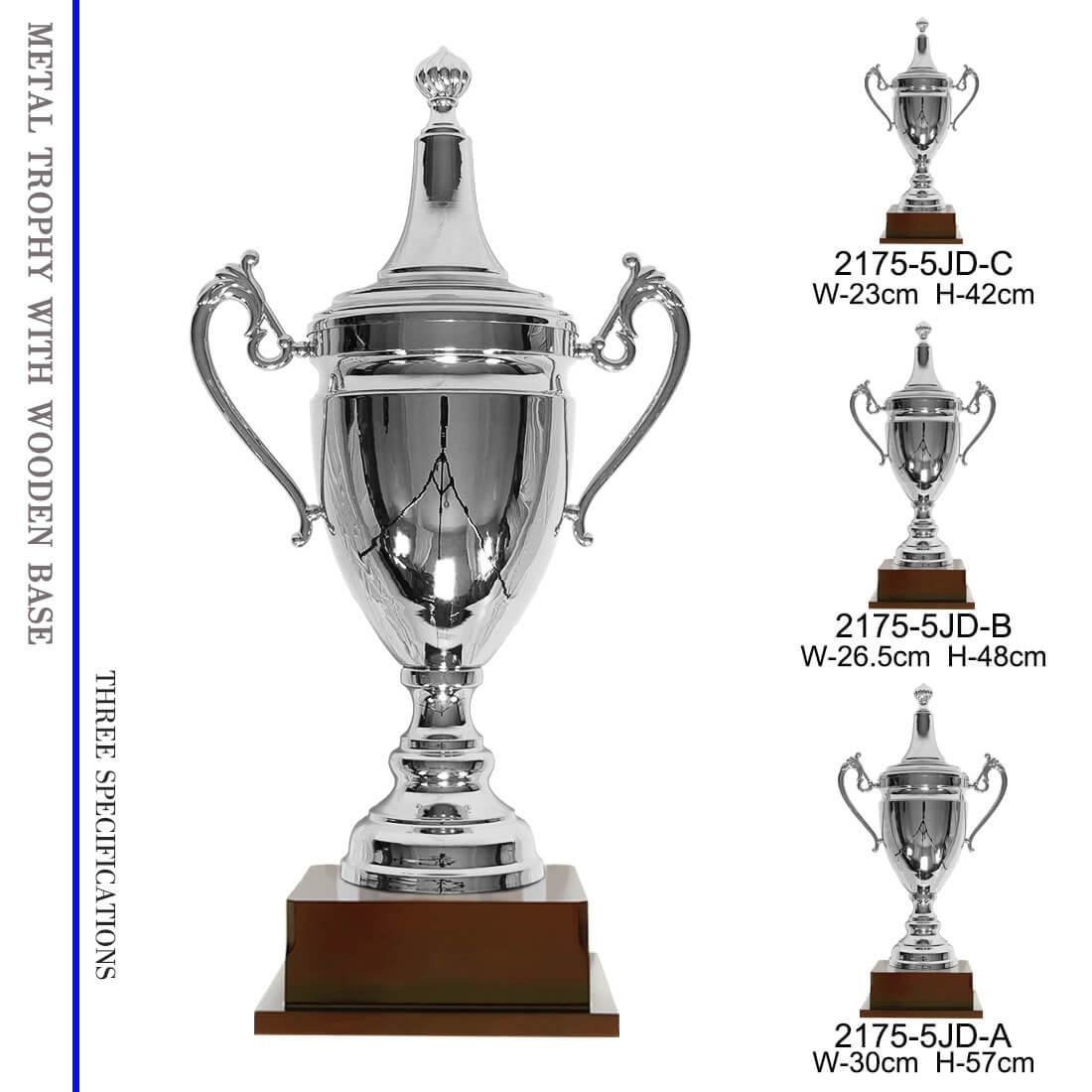 Manufacturer Custom 3D Sport Metal Silver Trophies Champions League Trophy