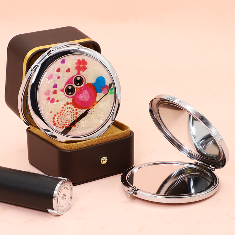 Wholesale Custom Portable Double-sided Folding High-Grade Round Cosmetic Mirror 