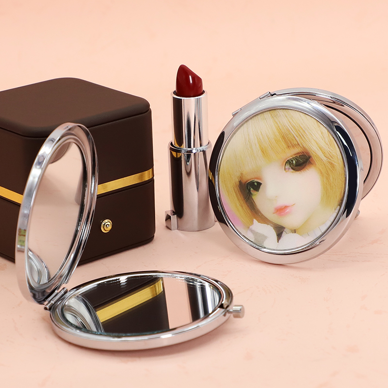 Wholesale Custom Portable Double-sided Folding High-Grade Round Cosmetic Mirror 