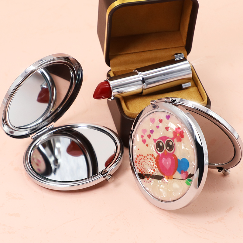 Wholesale Custom Portable Double-sided Folding High-Grade Round Cosmetic Mirror 