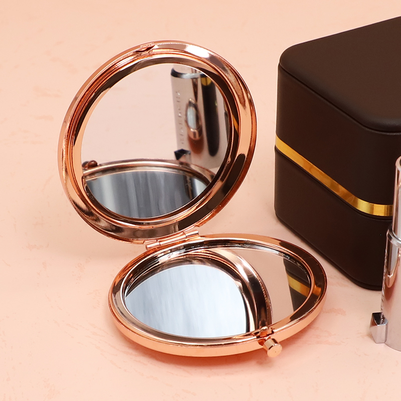 Custom Bling Crystal Diamond Round Metal Mini Pocket Cosmetic Makeup Mirror