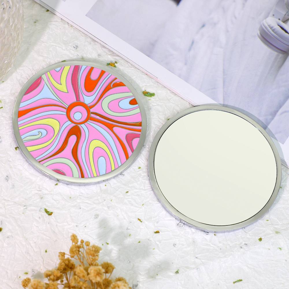 Customized Logo Pink Mini Pocket Makeup Mirror