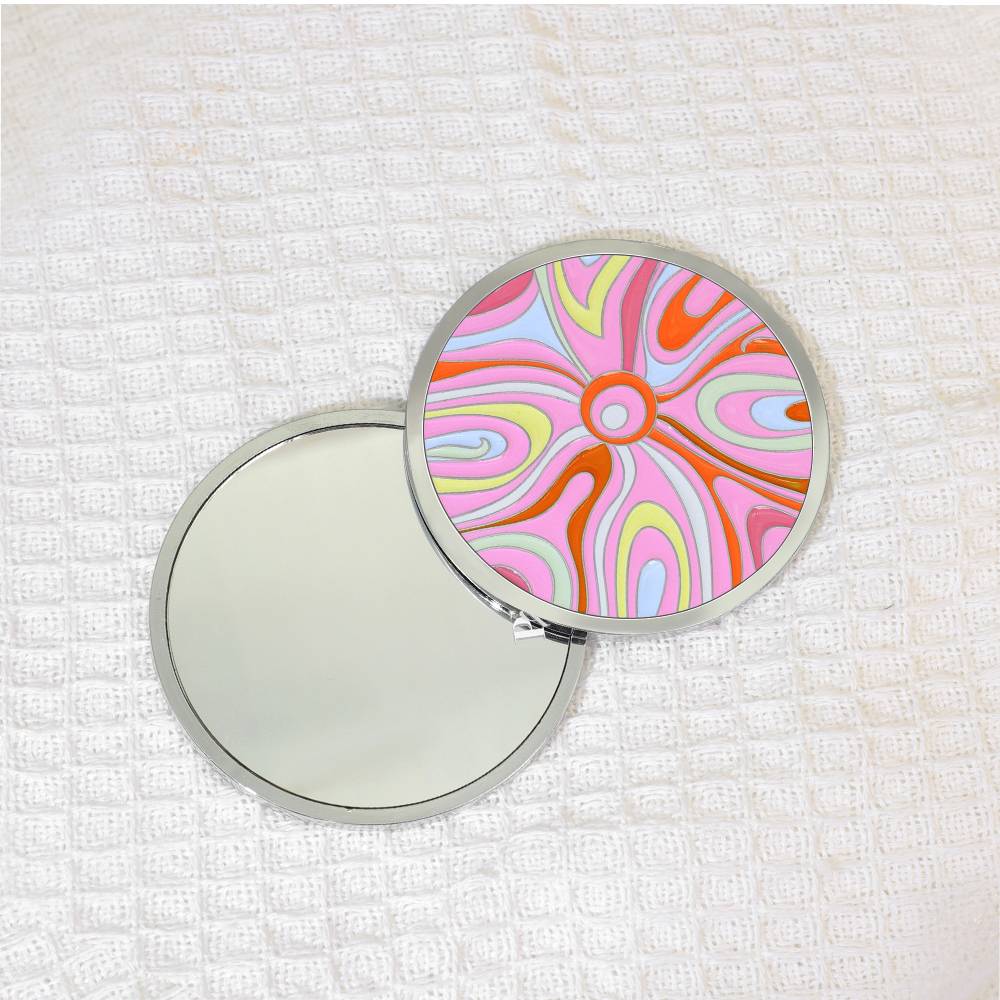 Customized Logo Pink Mini Pocket Makeup Mirror