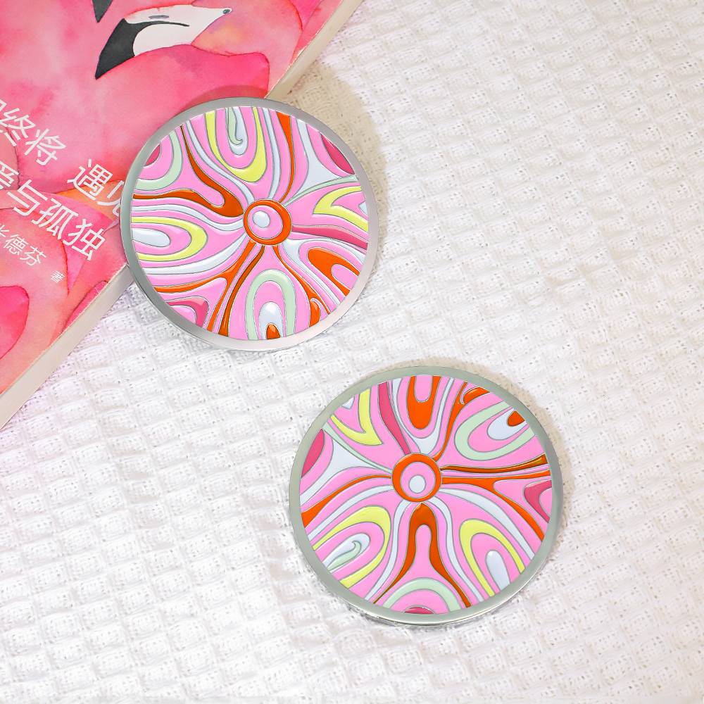 Customized Logo Pink Mini Pocket Makeup Mirror