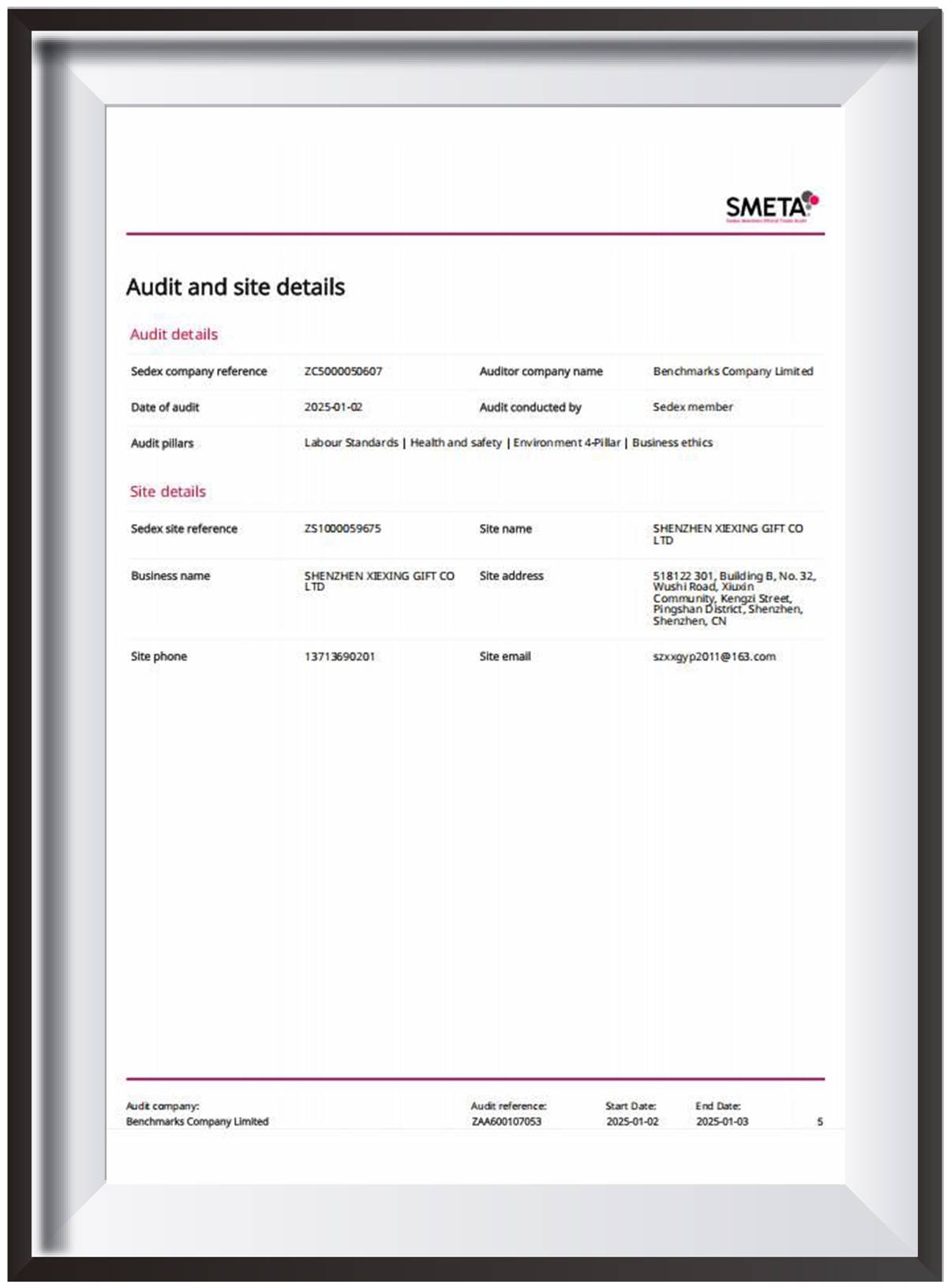 SEDEX 4P CERTIFICATE