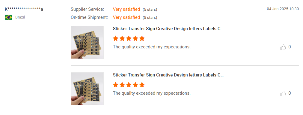 Customer's reviews from Brazil Nickel Sticker