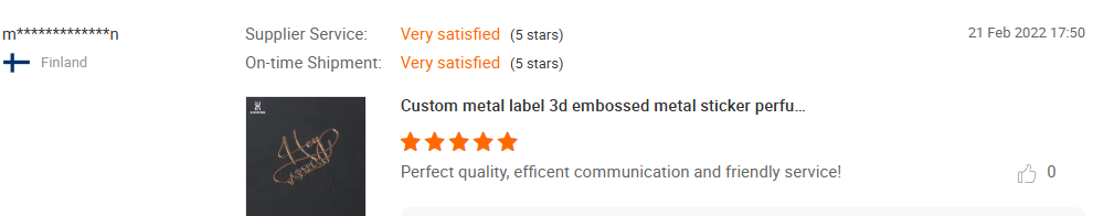 Customer's reviews from Finland Nickel Sticker