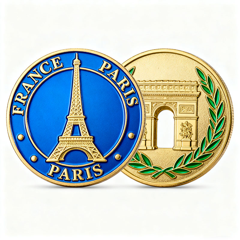 Souvenir Coins with Embossed UV Printing with Acrylic Box No Stock