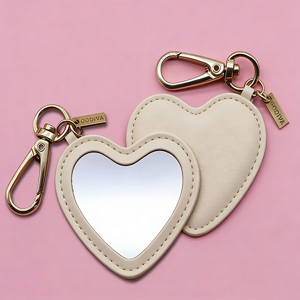 Valentine's Day Gift  Personalised Shaped Pocket Mirror PU Leather Custom Logo 