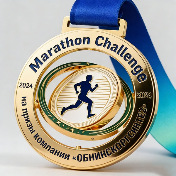 Wholesale Gold Spinning Marathon Running Sport Medal Customized Metal Medals